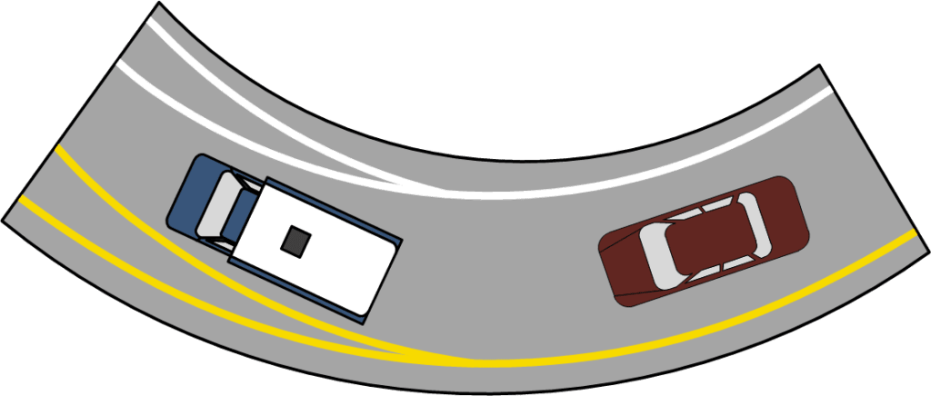 Traffic left and right lane markers splitting